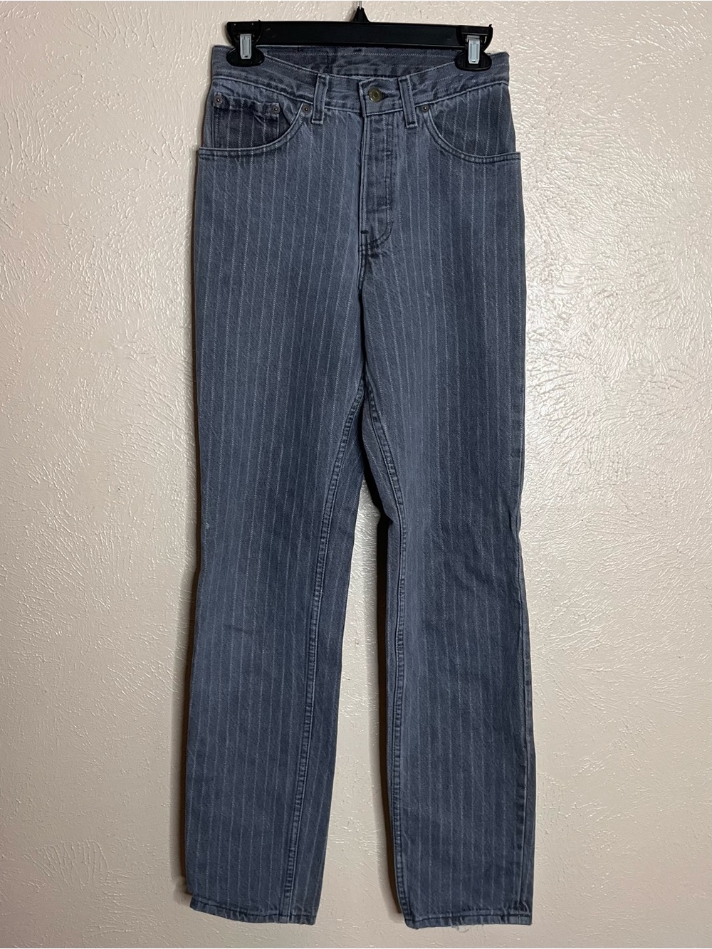 Levi’s vintage high rise pinstripe gray jeans